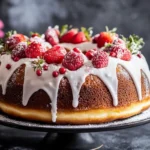 Deliciously glazed donut cake topped with colorful sprinkles and decorated for a festive celebration