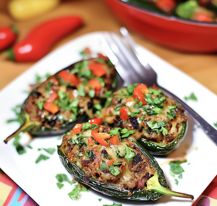 Brisket Stuffed Poblano Peppers -