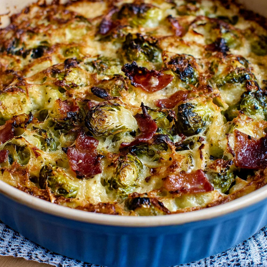 Bacon and Brussels Sprouts Gratin