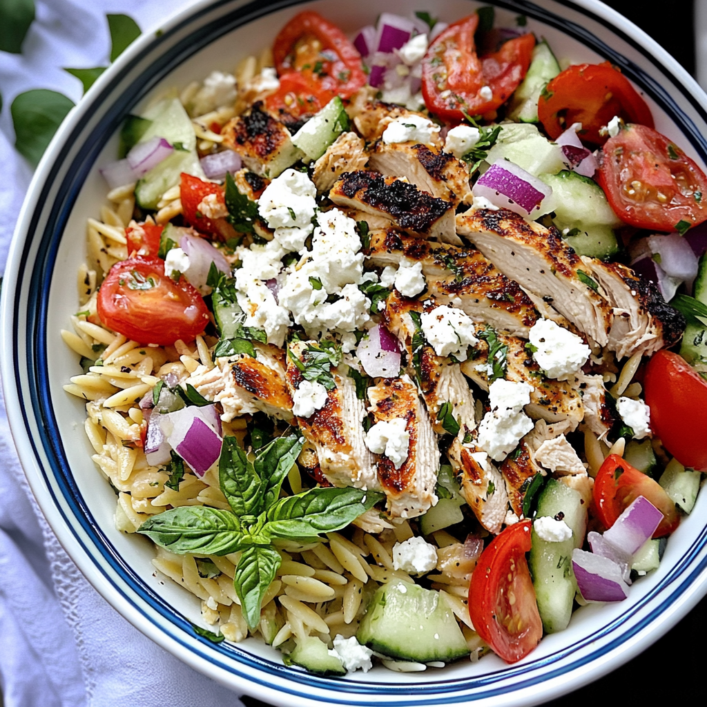 Greek Chicken Orzo Power Bowls