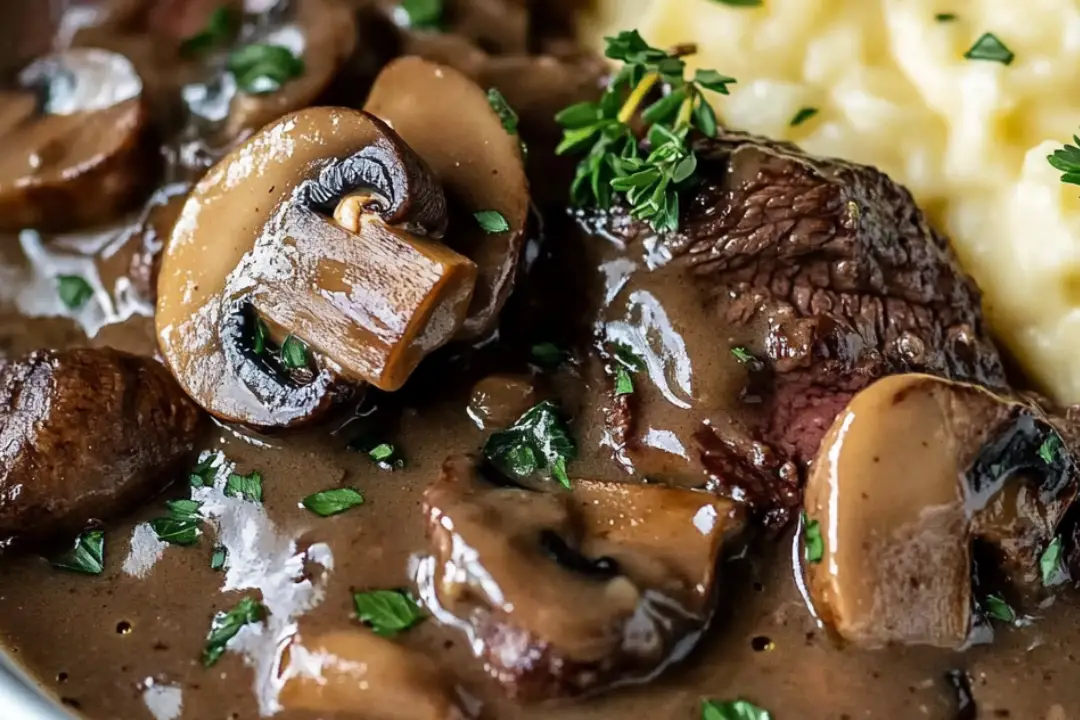 Crock Pot Cubed Steak With Mushroom Gravy