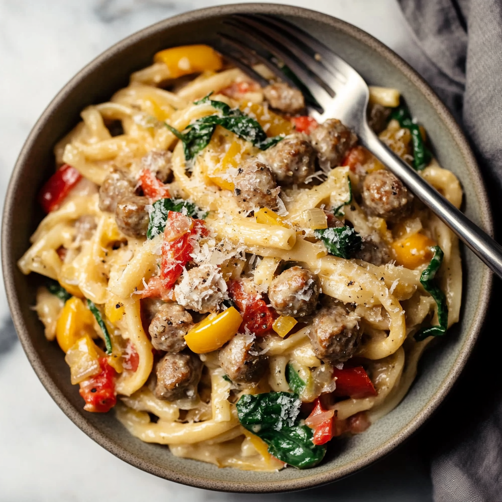 Creamy Sausage and Peppers Pasta | Tessa Recipes