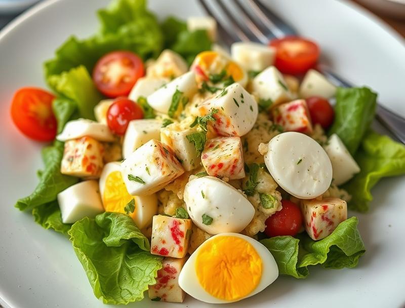 Fresh Healthy Egg Savory Quick Salad