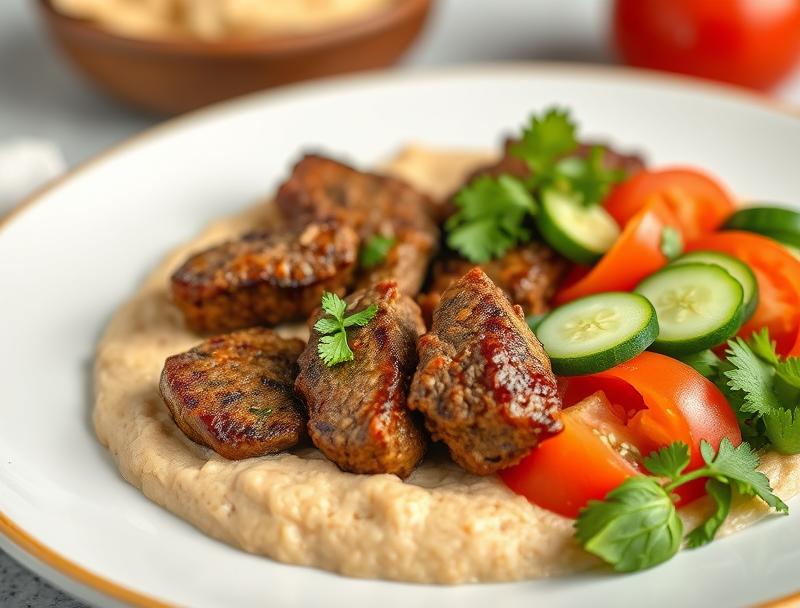 Savory Beef Spicy Hummus Fresh Salad
