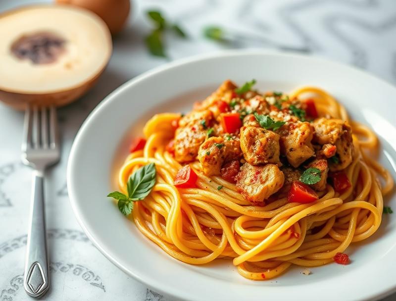 Spicy Savory Chicken Quick Cheesy Pasta