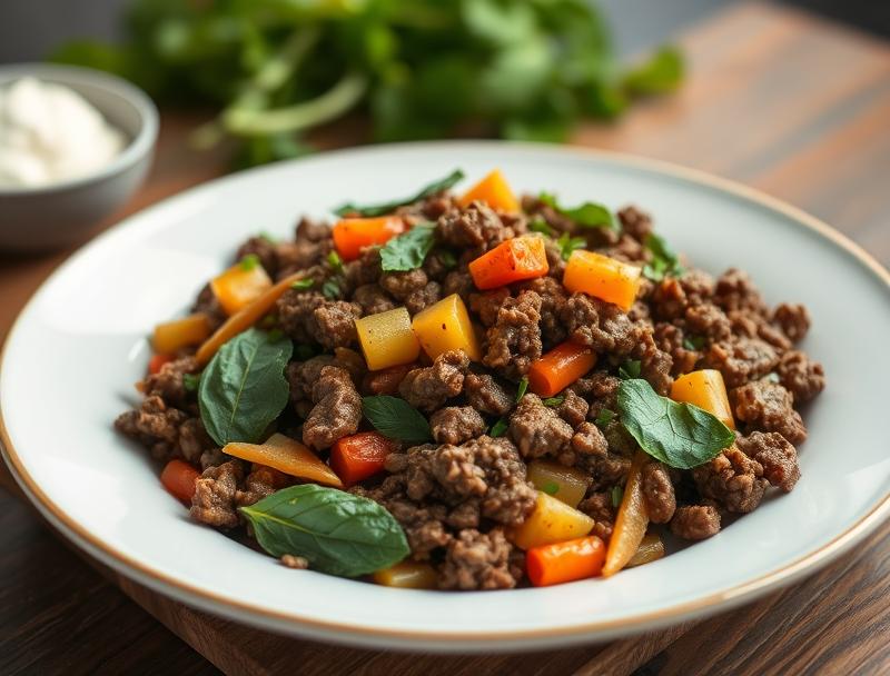 Savory Ground Beef Quick Spicy Mediterranean