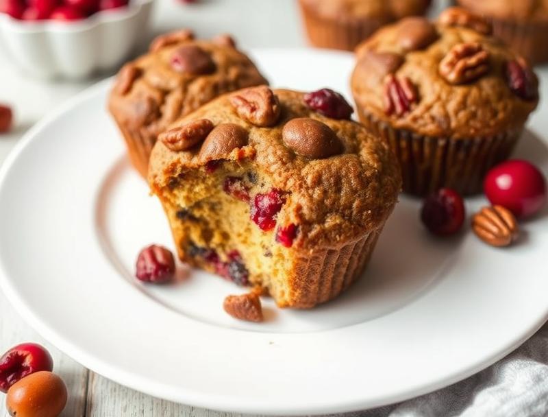 Sweet Cranberry Fresh Pecan Nutty Muffins