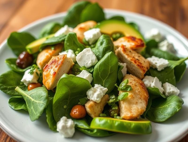 Fresh Spinach Savory Chicken Creamy Avocado