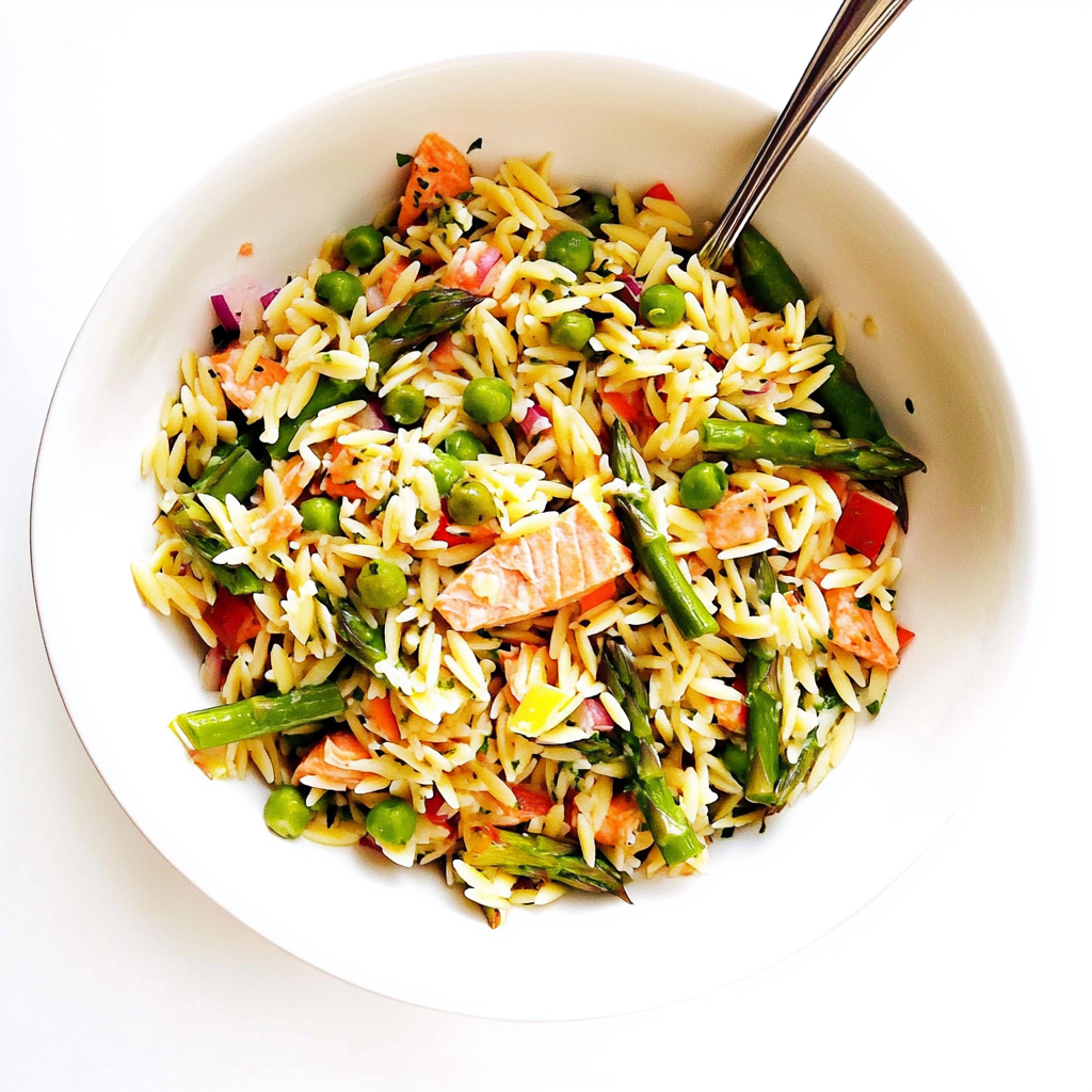 Salmon Asparagus Orzo Salad