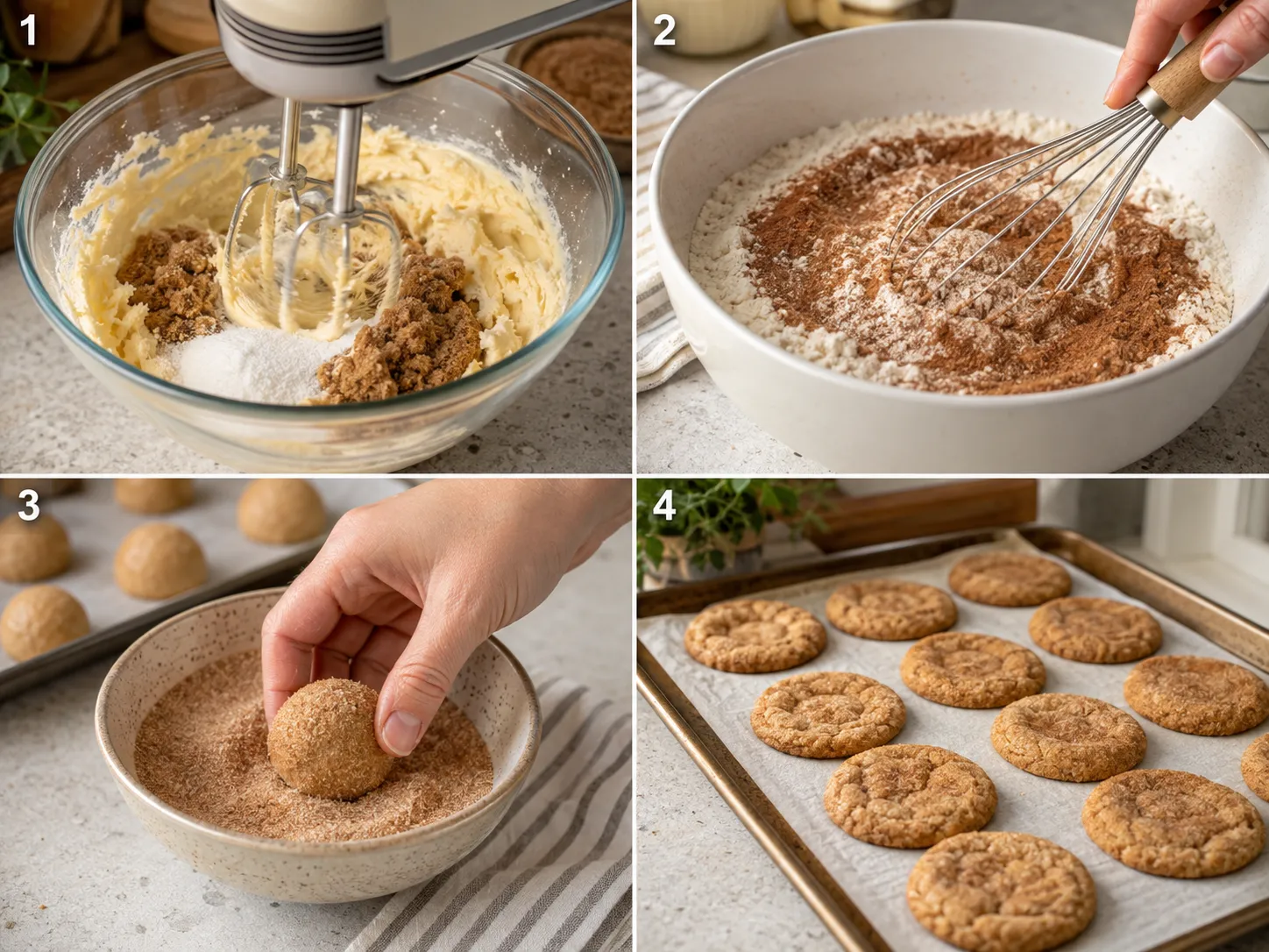 Four steps for making brown sugar cinnamon butter cookies