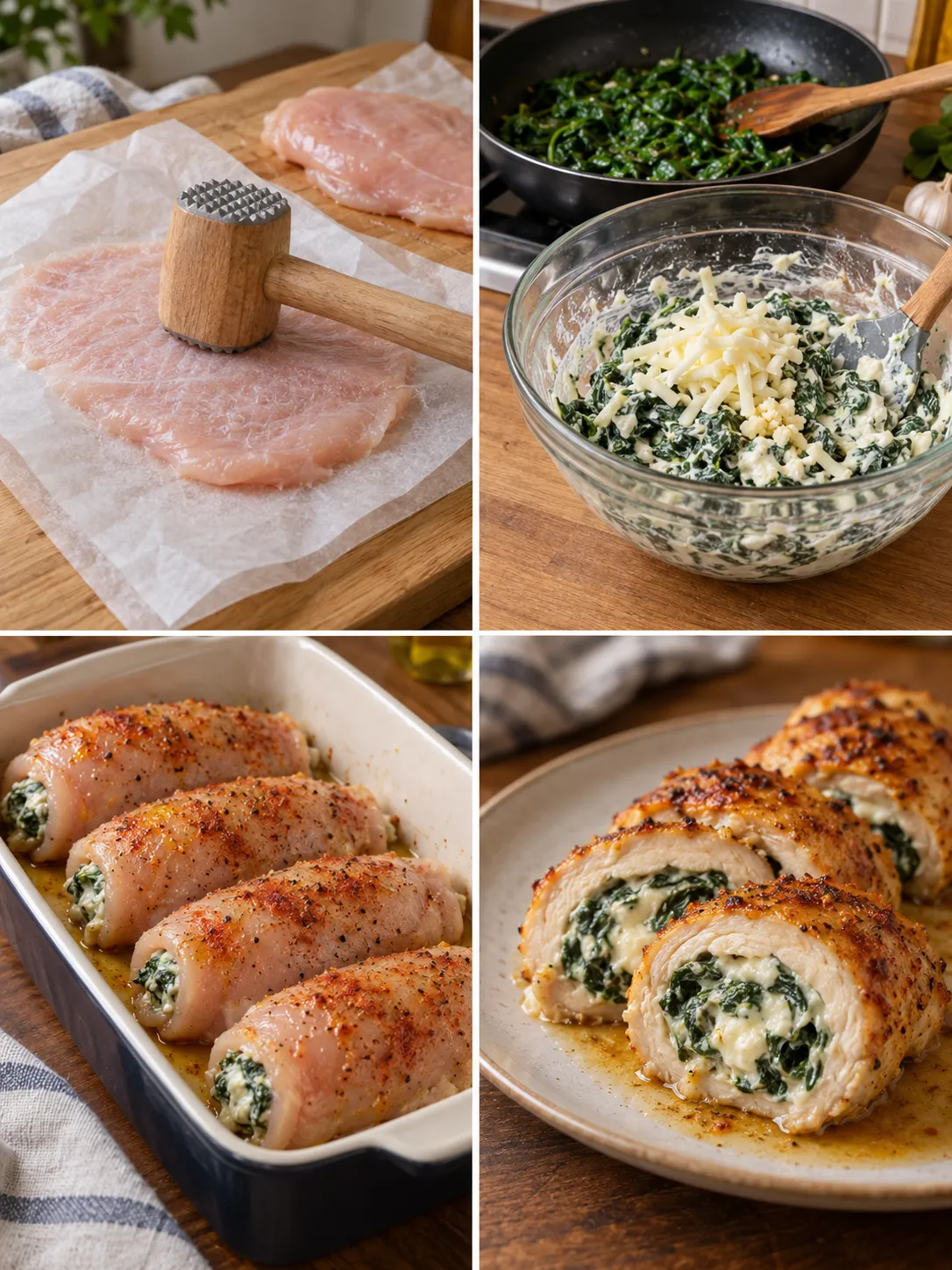 Cheesy Spinach Chicken Roll-Ups