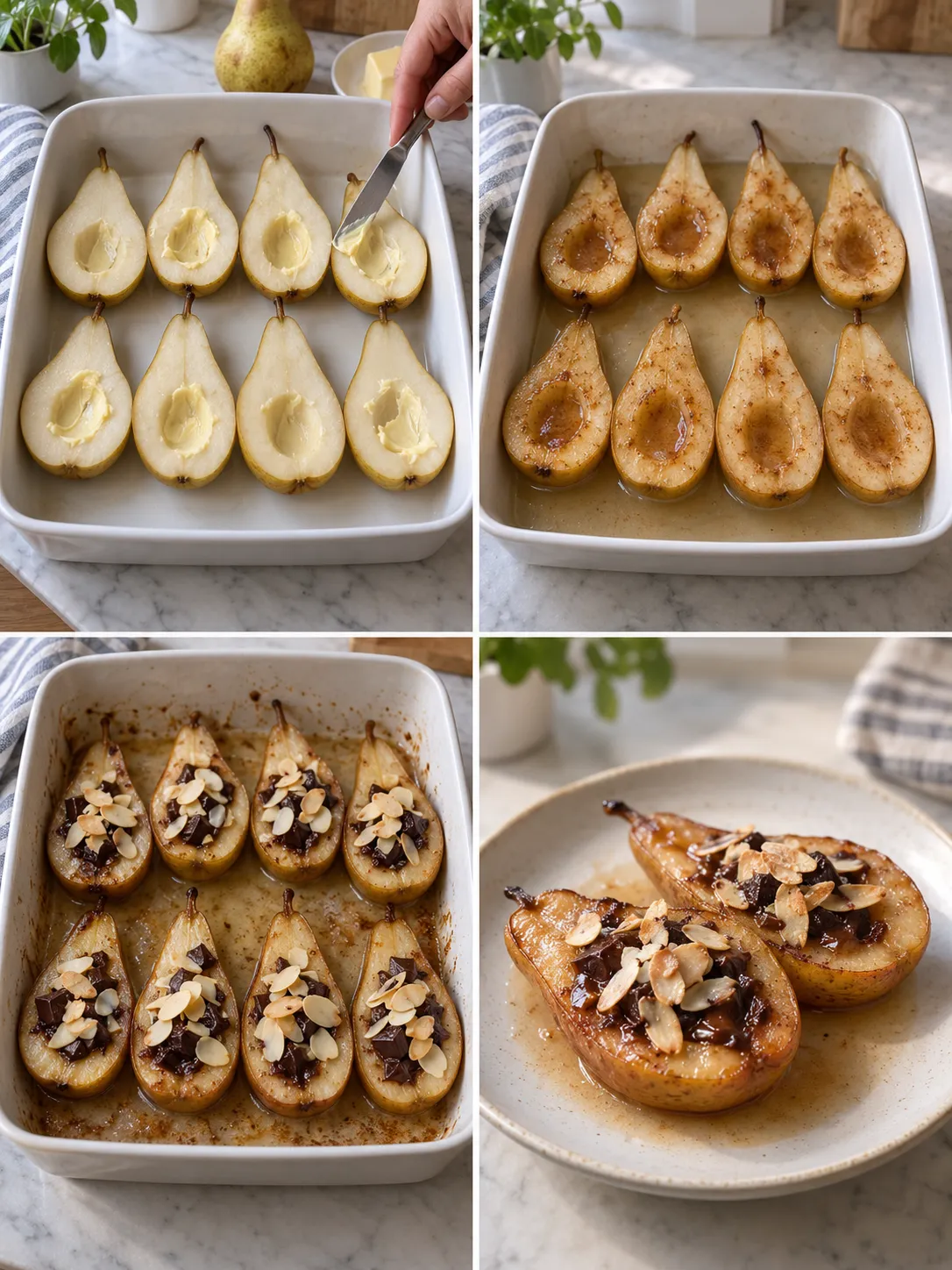 Baked Pears with Chocolate and Almonds