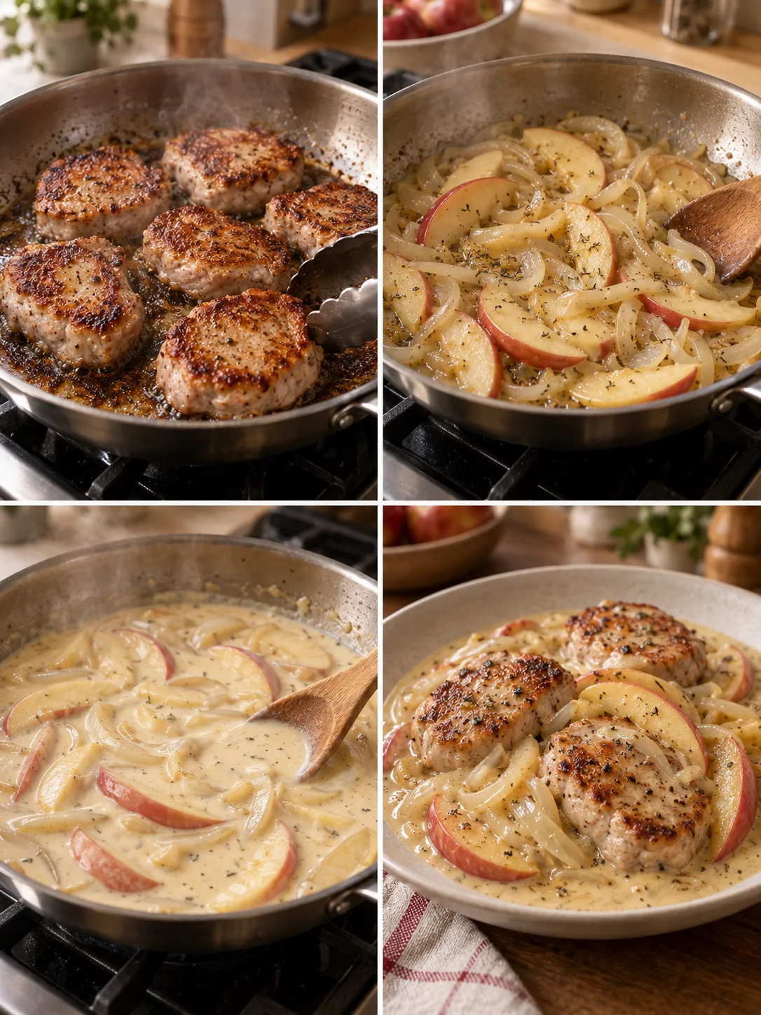 Creamy Mustard Pork and Apple Skillet