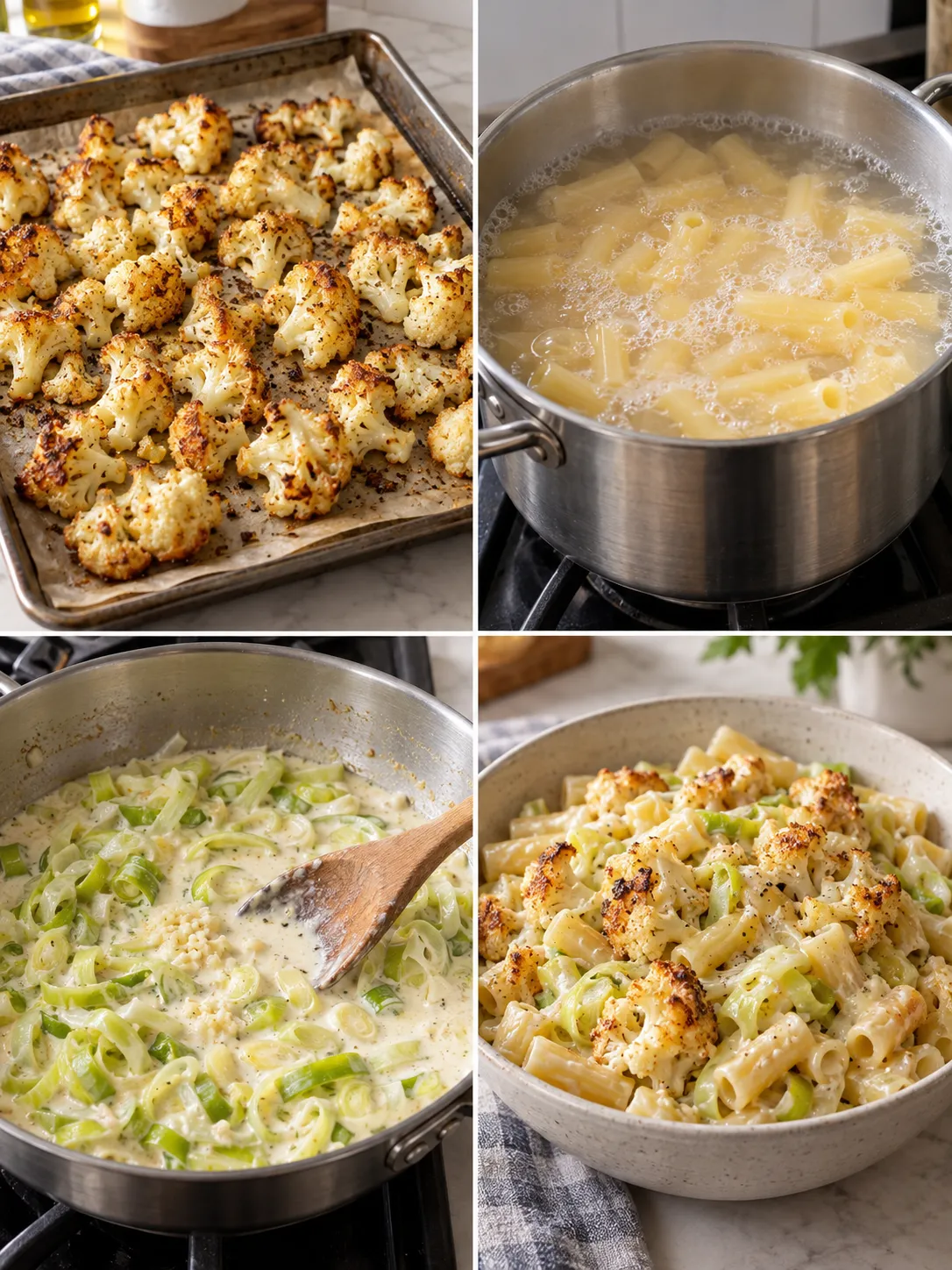 Creamy Roasted Cauliflower and Leek Pasta