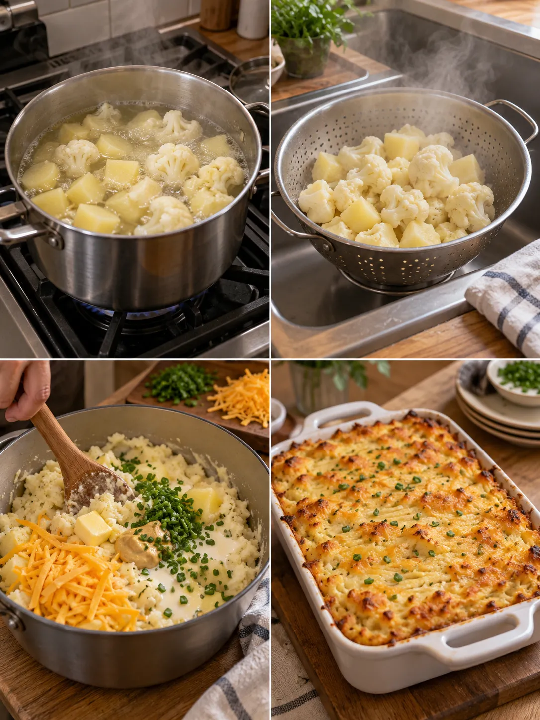 Cheddar Cauliflower and Potato Mash Bake