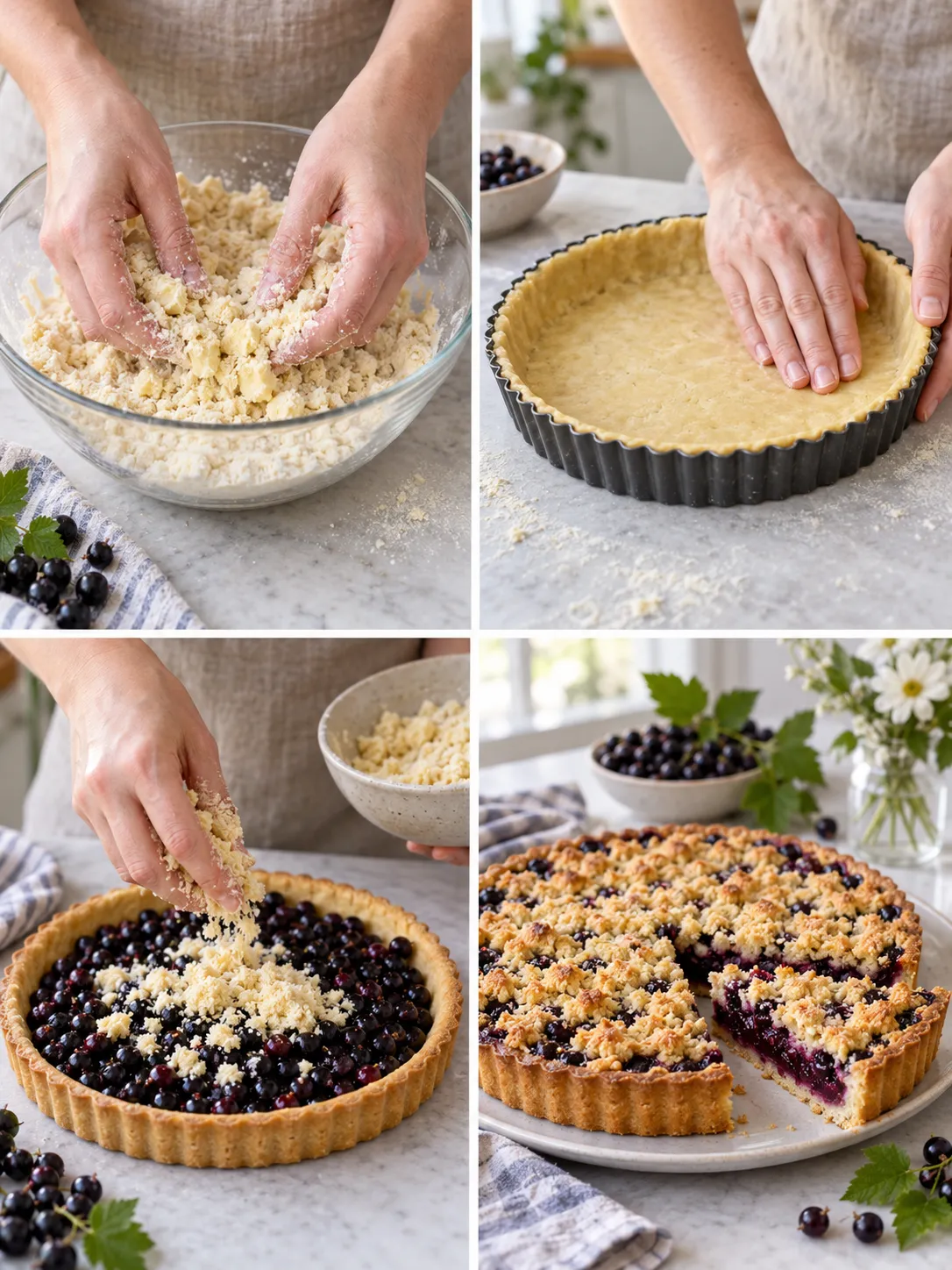 Blackcurrant Vanilla Crumble Tart